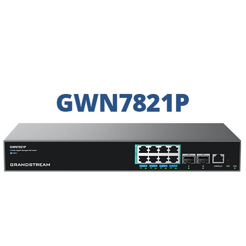 Grandstream 8 Port 2.5Gbit + 2SFP+ L3 Managed PoE+ Switch - GRANDSTREAM-GWN7821P New