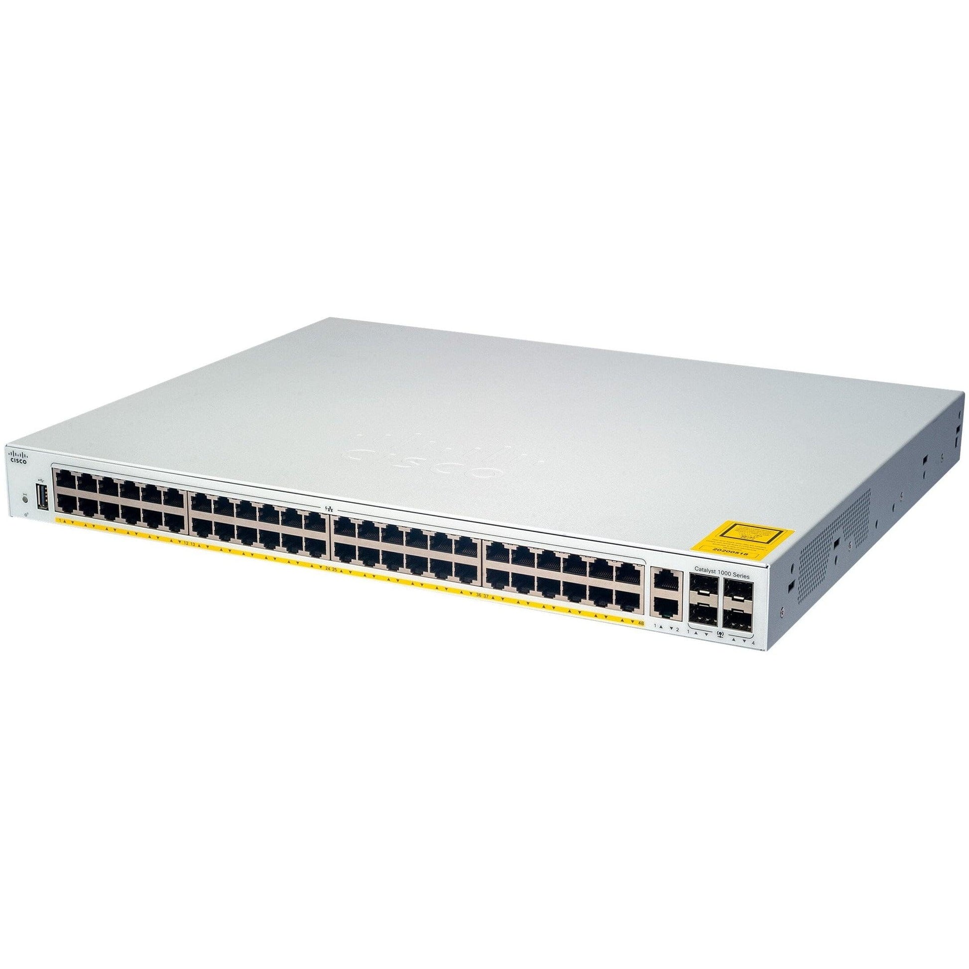 Cisco 48x 10/100/1000 Ethernet PoE+ and 370W PoE budget ports, 4x 1G SFP uplinks Switch - C1000-48P-4G-L Refurbished - C1000-48P-4G-L-R - Reef Telecom