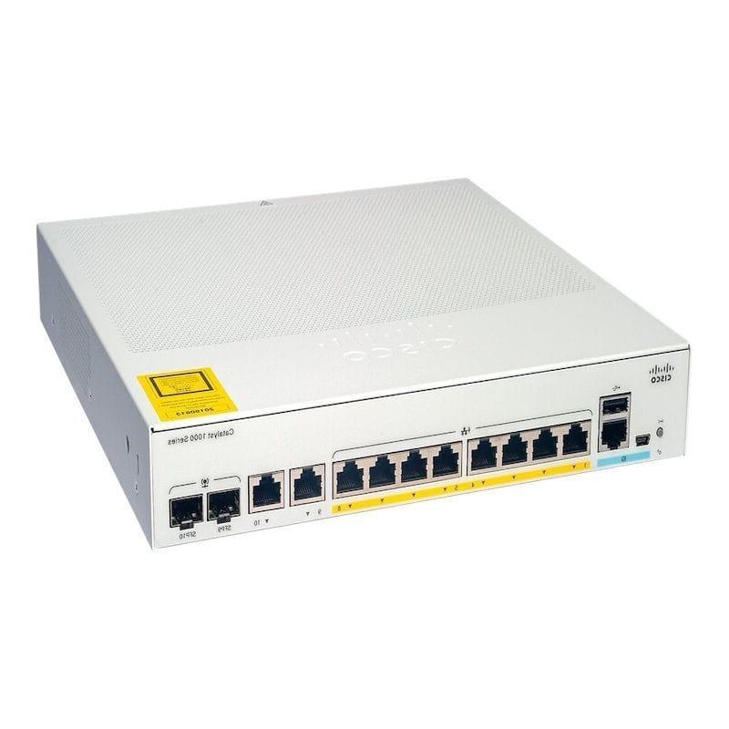 Cisco 8x 10/100/1000 Ethernet ports, 2x 1G SFP and RJ-45 combo uplinks, with external PS Switch - C1000-8T-E-2G-L Refurbished - C1000-8T-E-2G-L-R - Reef Telecom