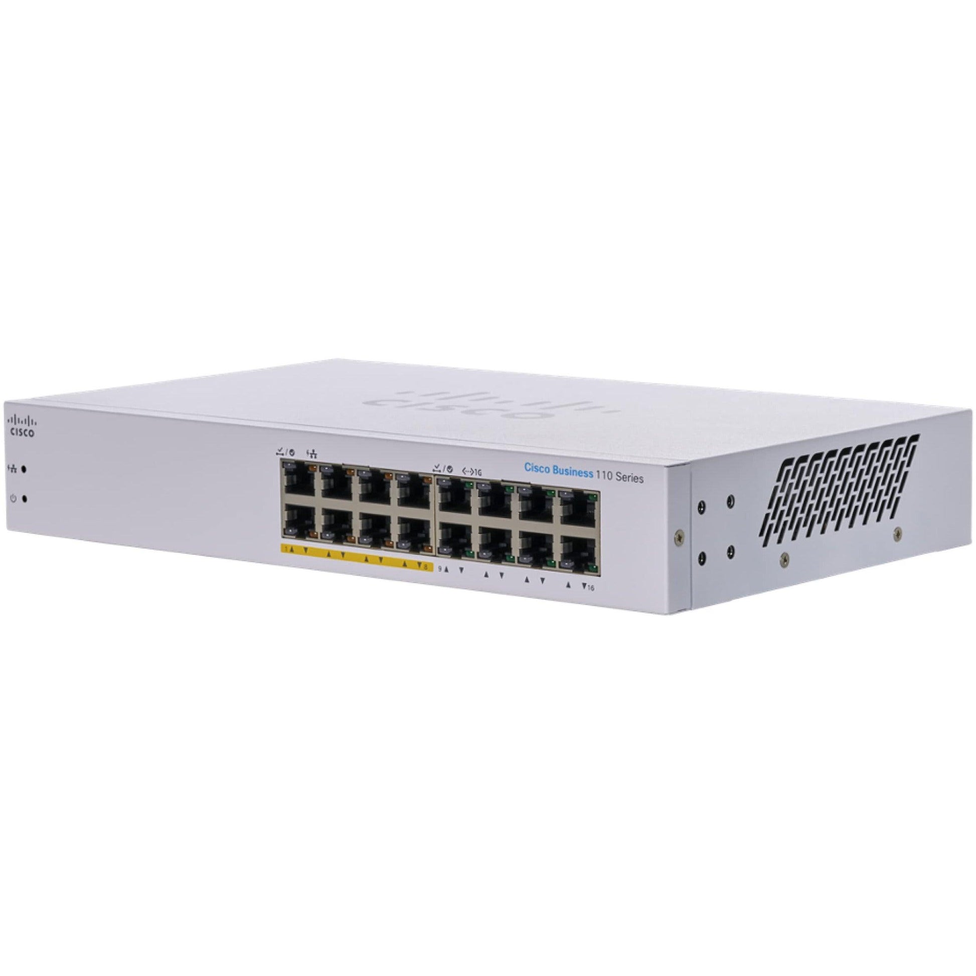 Cisco Business 110 Series 16 10/100/1000 Ports PoE Unmanaged Switch - CBS110-16PP-NA Refurbished - CBS110-16PP-NA-R - Reef Telecom