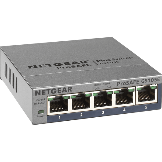 Netgear GS105E ProSAFE Plus 5 Port Gigabit Switch - GS105E - New - GS105E - Reef Telecom