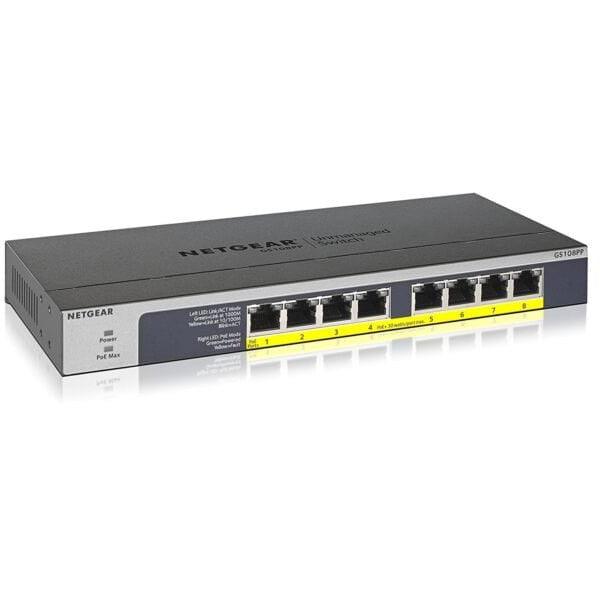 Netgear GS108PP 8 Port Gigabit Unmanaged PoE Switch - GS108PP - New - GS108PP - Reef Telecom