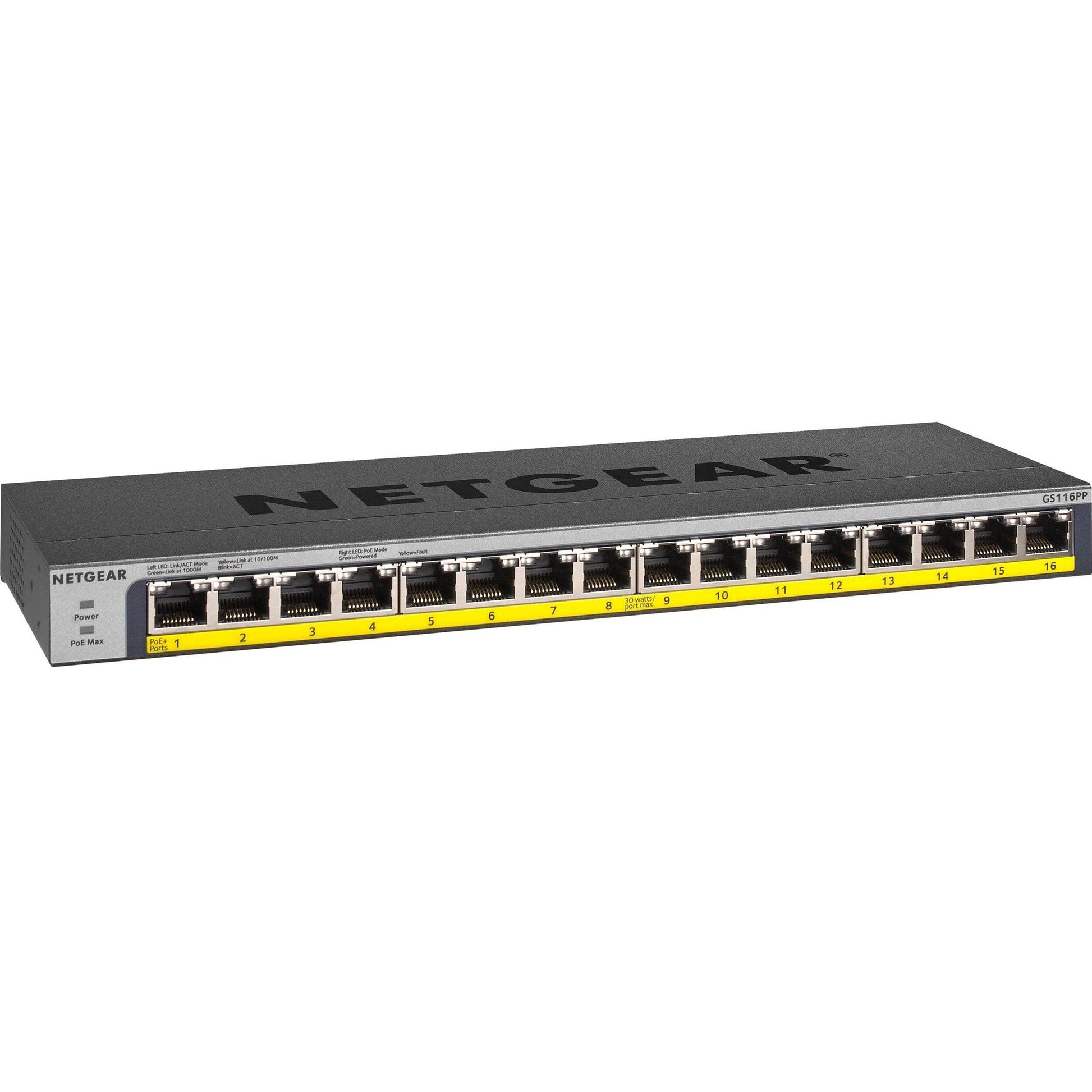 Netgear GS116PP 16 Port Unmanaged Gigabit PoE+ Switch - GS116PP - New - GS116PP - Reef Telecom