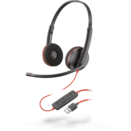 POLY/PLANTRONICS Blackwire C3220 Wired USB-C Stereo Headset (209745-201) - PLAN-BLACKWIRE-C3220 New - PLAN-BLACKWIRE-C3220-USB-C - Reef Telecom